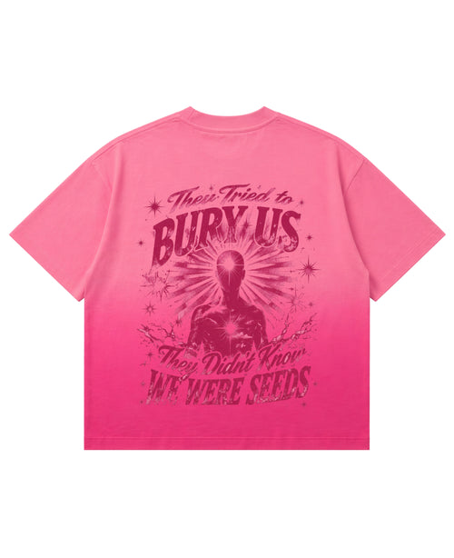 Pink Sunfade Ombré Wash Boxy Fit T-shirt Back Design