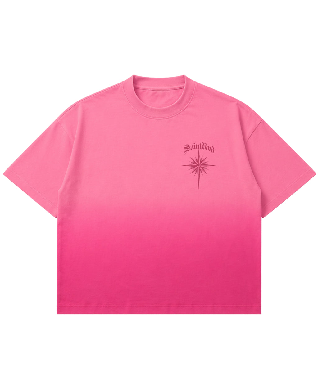 Pink Sunfade Ombré Wash Boxy Fit T-shirt Front Design