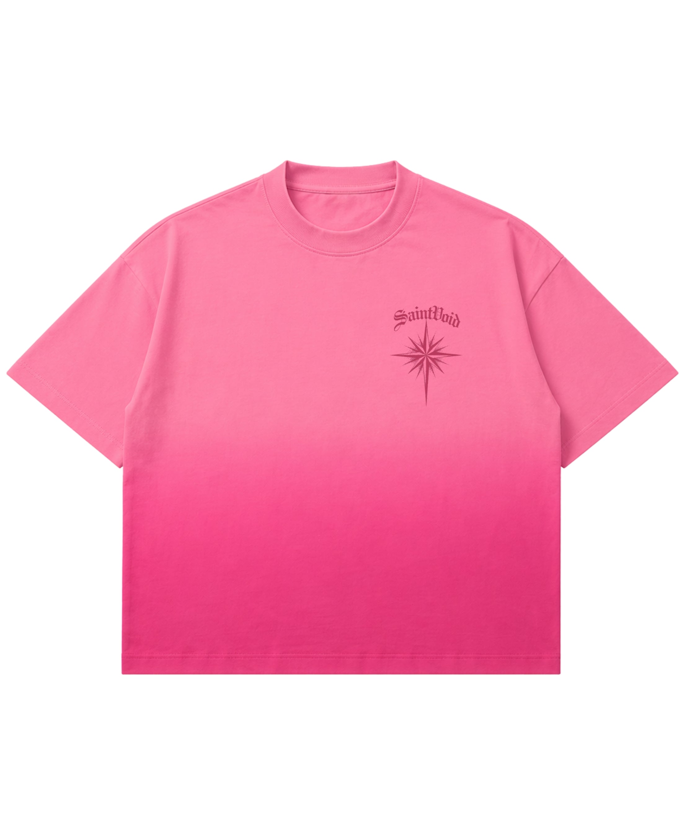 Pink Sunfade Ombré Wash Boxy Fit T-shirt Front Design