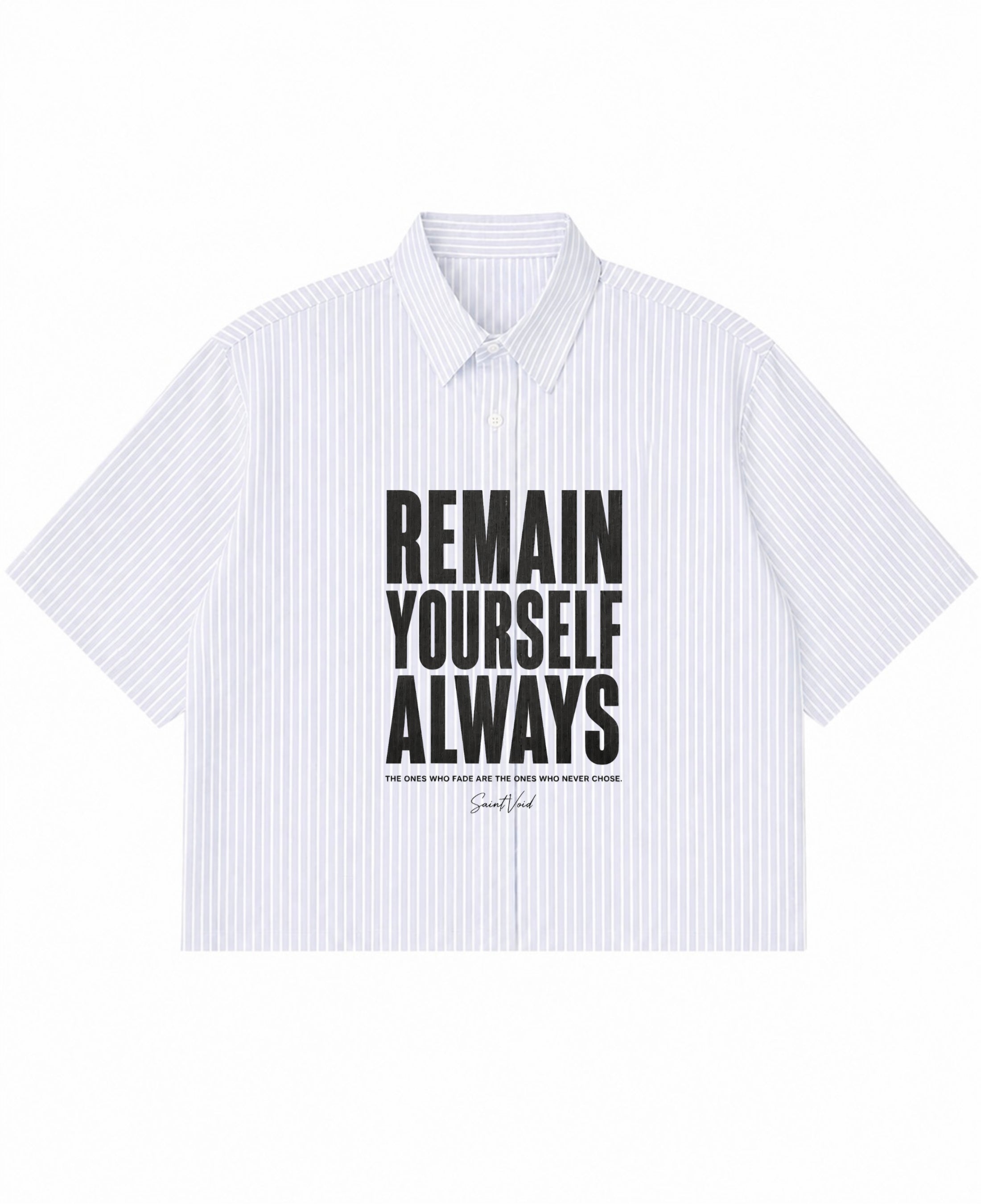 Blue Striped Oxford Boxy Shirt Front Design
