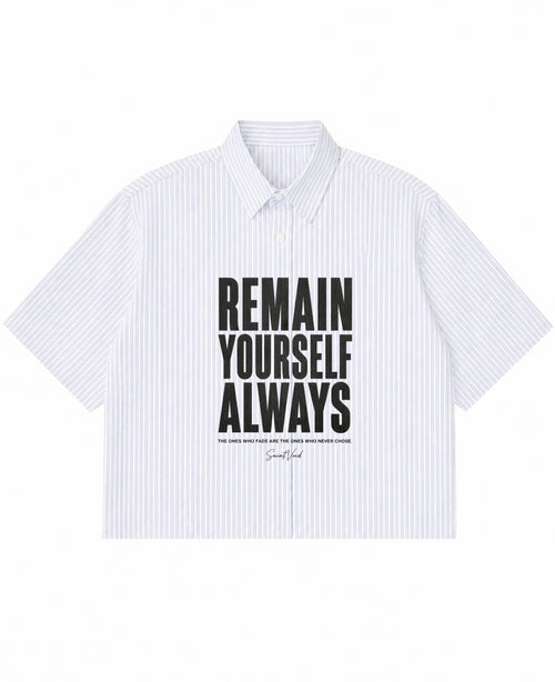 Blue Striped Oxford Boxy Shirt Front Design
