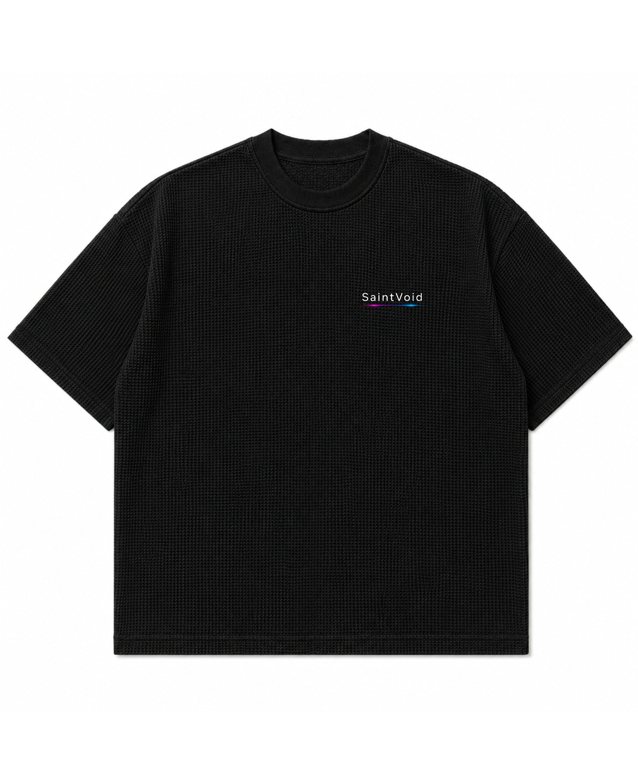 Black waffle boxy fit Front Design