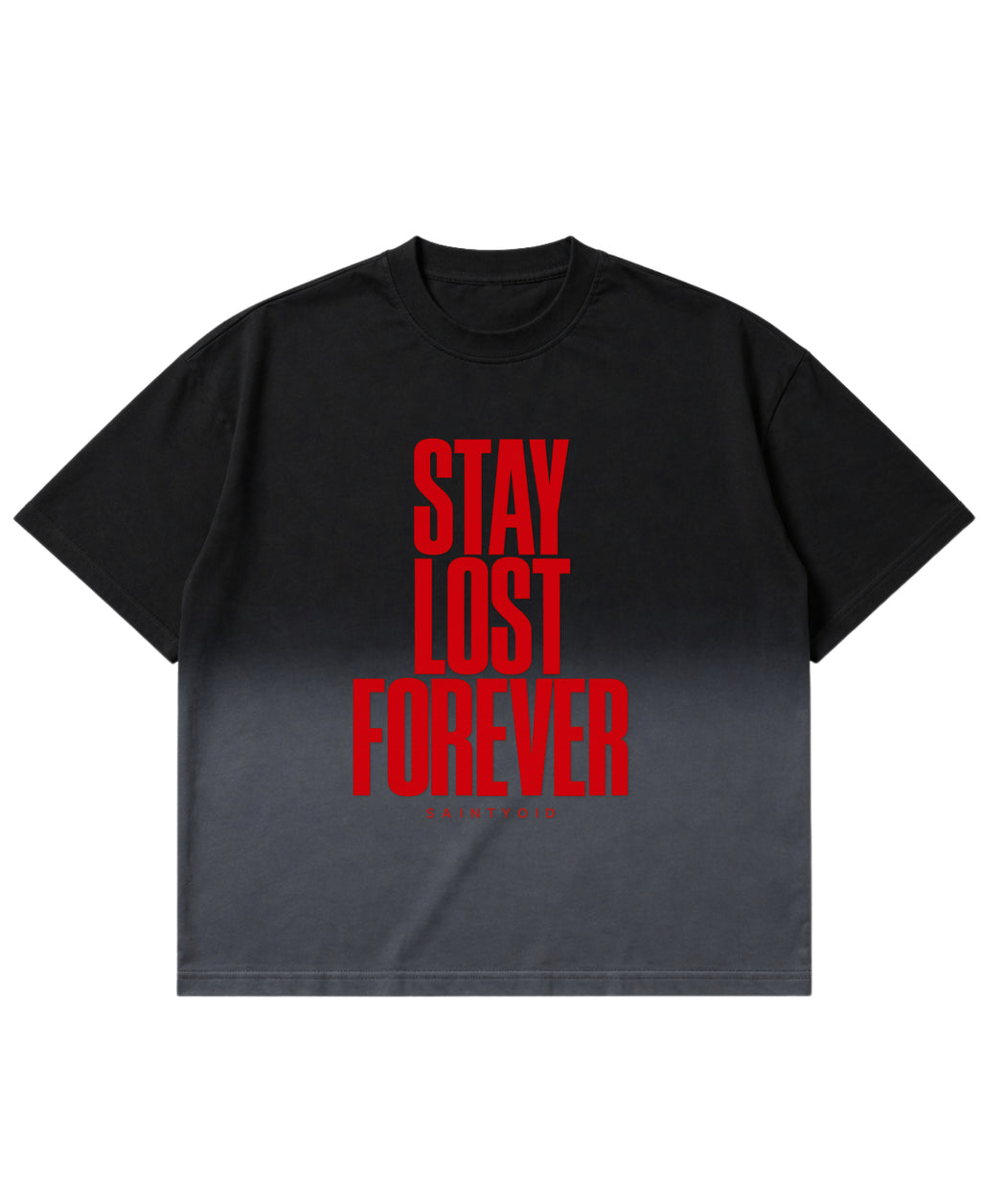 Black Ombré Wash Boxy Fit T-shirt Front Design
