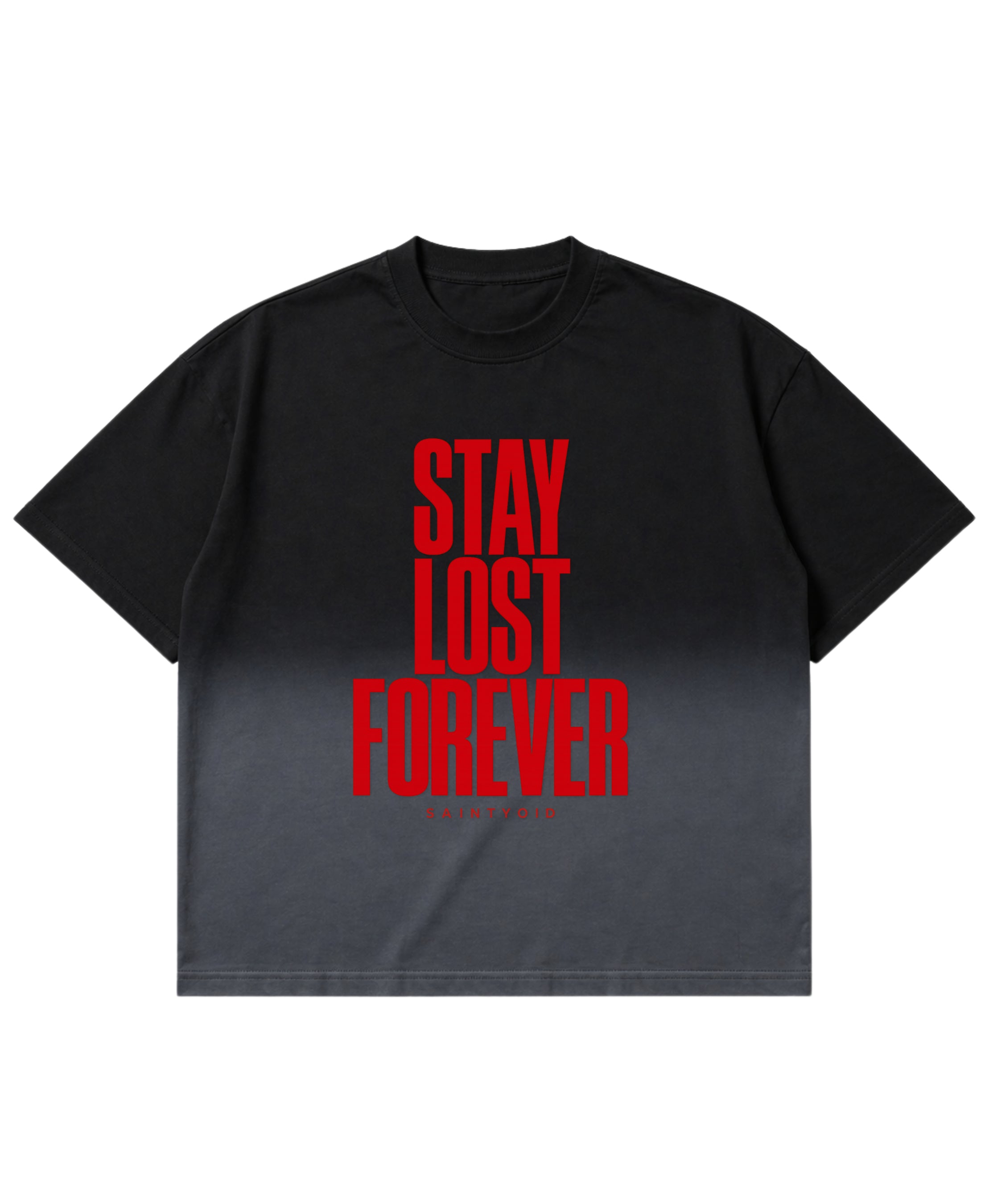 Black Ombré Wash Boxy Fit T-shirt Front Design
